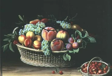 Cesta de Albaricoques, Uvas y Fresas